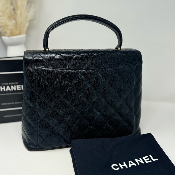 💎💯Authentic CHANEL Black Caviar Quilted Top Handle Kelly💎 - Picture 5 of 7